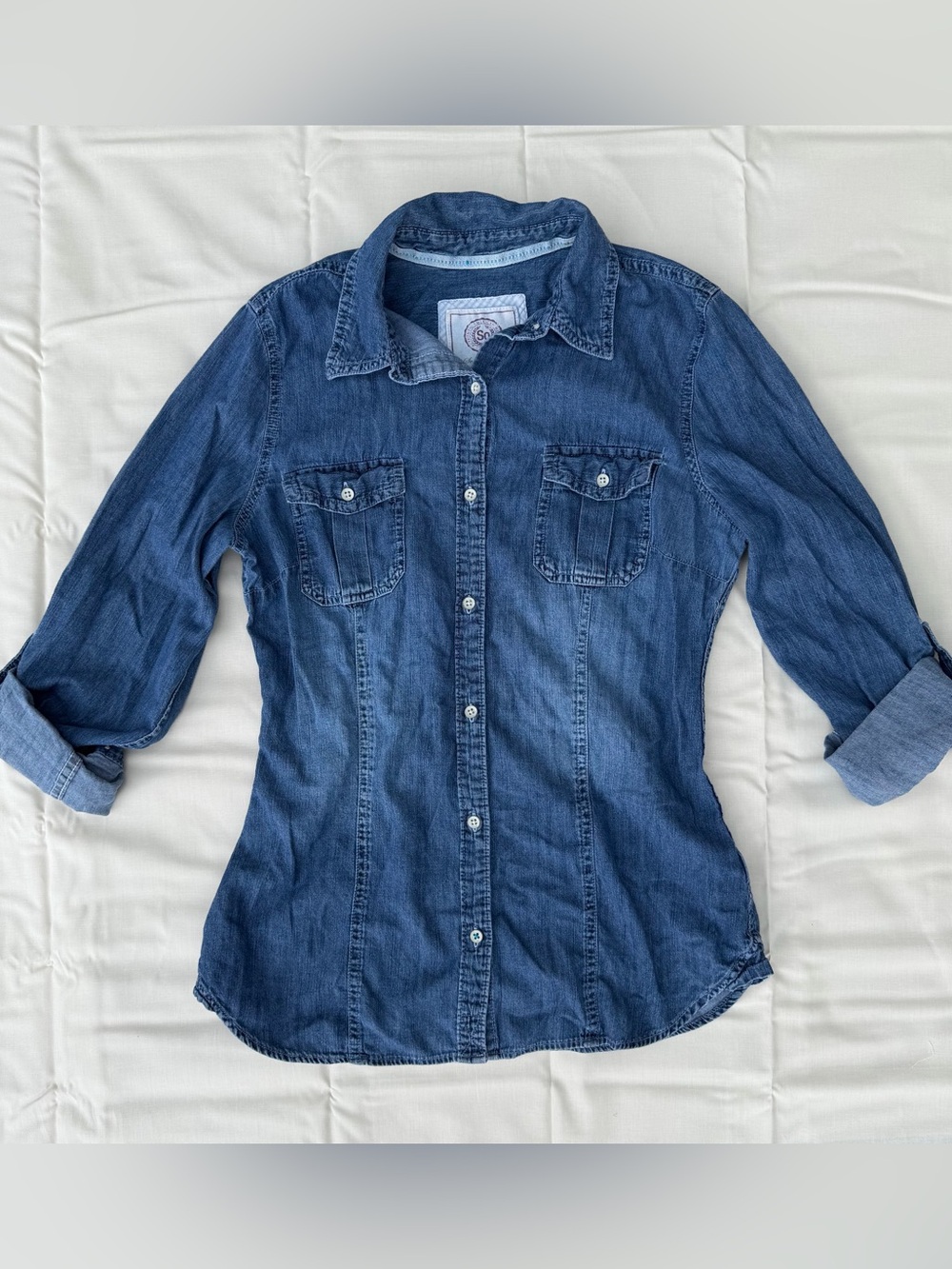 Vintage Denim Button-Down Shirt - Blue